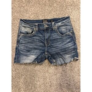 Buckle Black Shorts Mens 36 Blue Fit No 9 Denim Cut Off Distressed Stretch